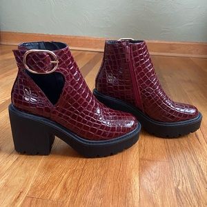Red Croc Ankle Boots
